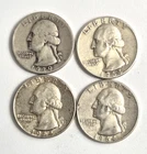 90% Silver Washington Quarter Coin 1939 & 1964 - LOT OF 4