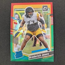 Broderick Jones 2023 Donruss Optic Rated Rookie Preview Red & Green Prizm #385
