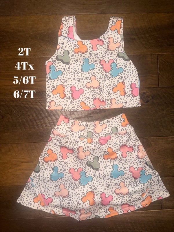 Girls 2-Piece Sleeveless Top & Skirt Set Multicolor Polka Dot Sizes 3T