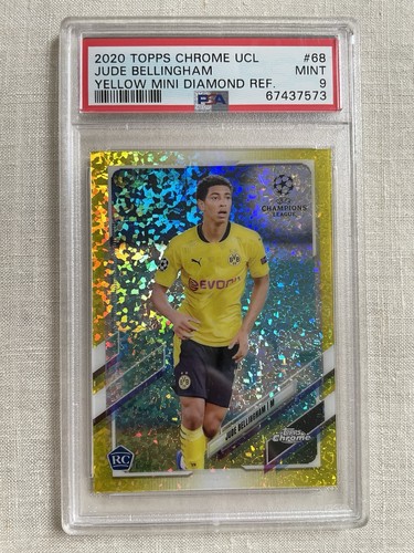 PSA 9 2020 Topps Chrome Jude Bellingham RC Yellow Mini Diamond 222/299 Dortmund