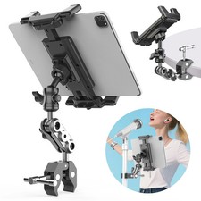 4.7-12.9" iPad Tablet Phone Mount for Mic Stand Spin Bike Treadmill 360 Rotation