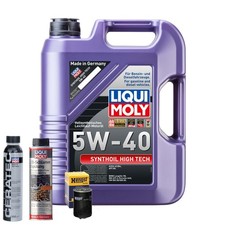 Motoröl 5W40 LIQUI MOLY Synthoil High Tech 5L+HENGST Ölfilter +Spülung +Cera Tec