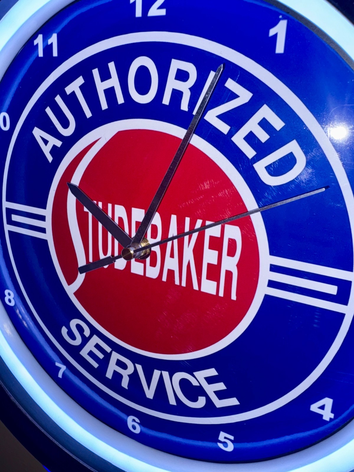 Studebaker Motors Auto Garage Man Cave Store Neon Style Retro LED Clock Sign