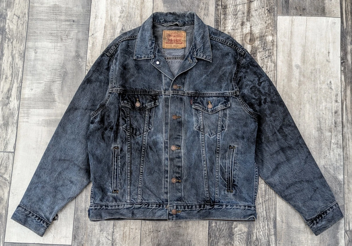 Veste Jean Levis S Y2K – Distressed Décolorée – Bomber Style – Années 2000