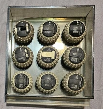 9 type elements (golf balls) for IBM Selectric typewriter plus IBM case used