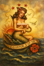 Salior Jerry's Mermaid at thr Equator  13 x 19"  Photo Print