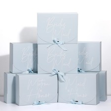 8 Pack Blue Bridesmaid Proposal Gift Boxes with Ribbon 7.87 x 10.6 Inch Will ...