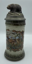Vintage W.Germany Original Gerzit Gerz Hunter Beer Stein 9.1/2” RARE BEAR NICE