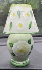 Avon Frosted Hand Painted Green Floral Garden...