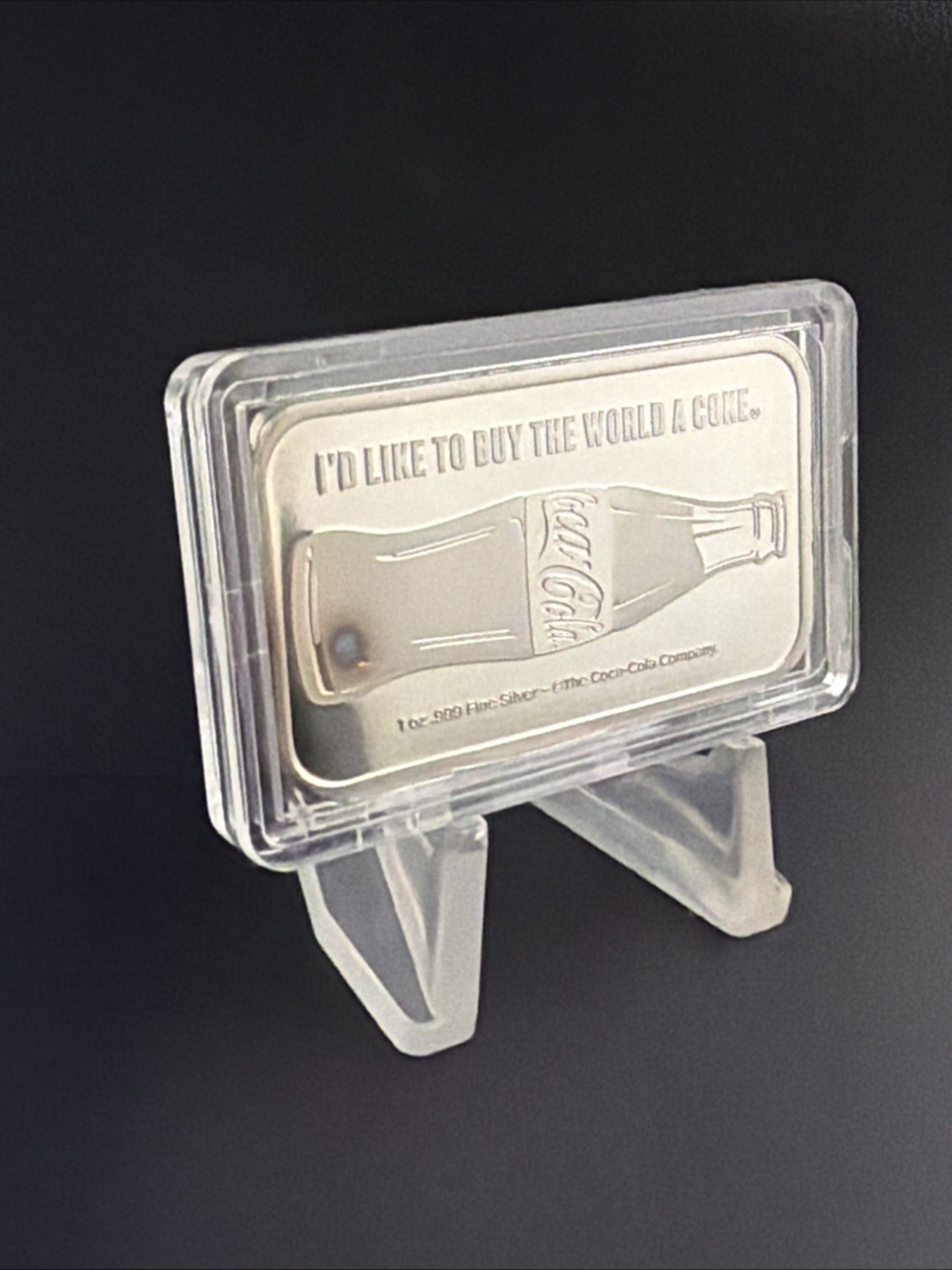 Coca-Cola Enjoy Coca-Cola Bottle Design Advertising 1oz Silver Bar .999 ...