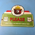 Vintage Forest Service Sign - Smokey Bear Please Prevent Gas Porcelain Sign