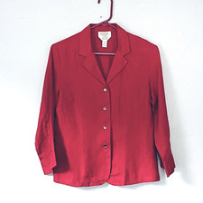 Talbots Linen Blazer Size 8 Red Jacket Long Sleeve Lightweight Breathable