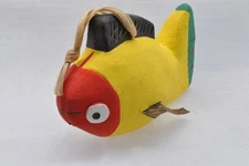 Japanese Clay Bell Ceramic Dorei Antique Classic Yellow Fish