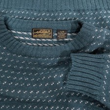 VTG Eddie Bauer 100 Wool Birds Eye Green Nordic Sweater Men's L  1980s /90s