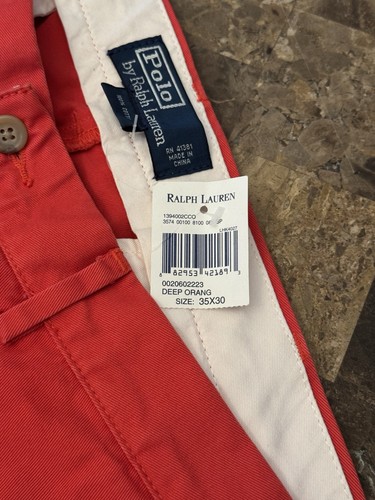 NEW Polo Ralph Lauren Mens Classic Fit Chino Prospect Pant Deep Orange Red 35x30 - Picture 4 of 12