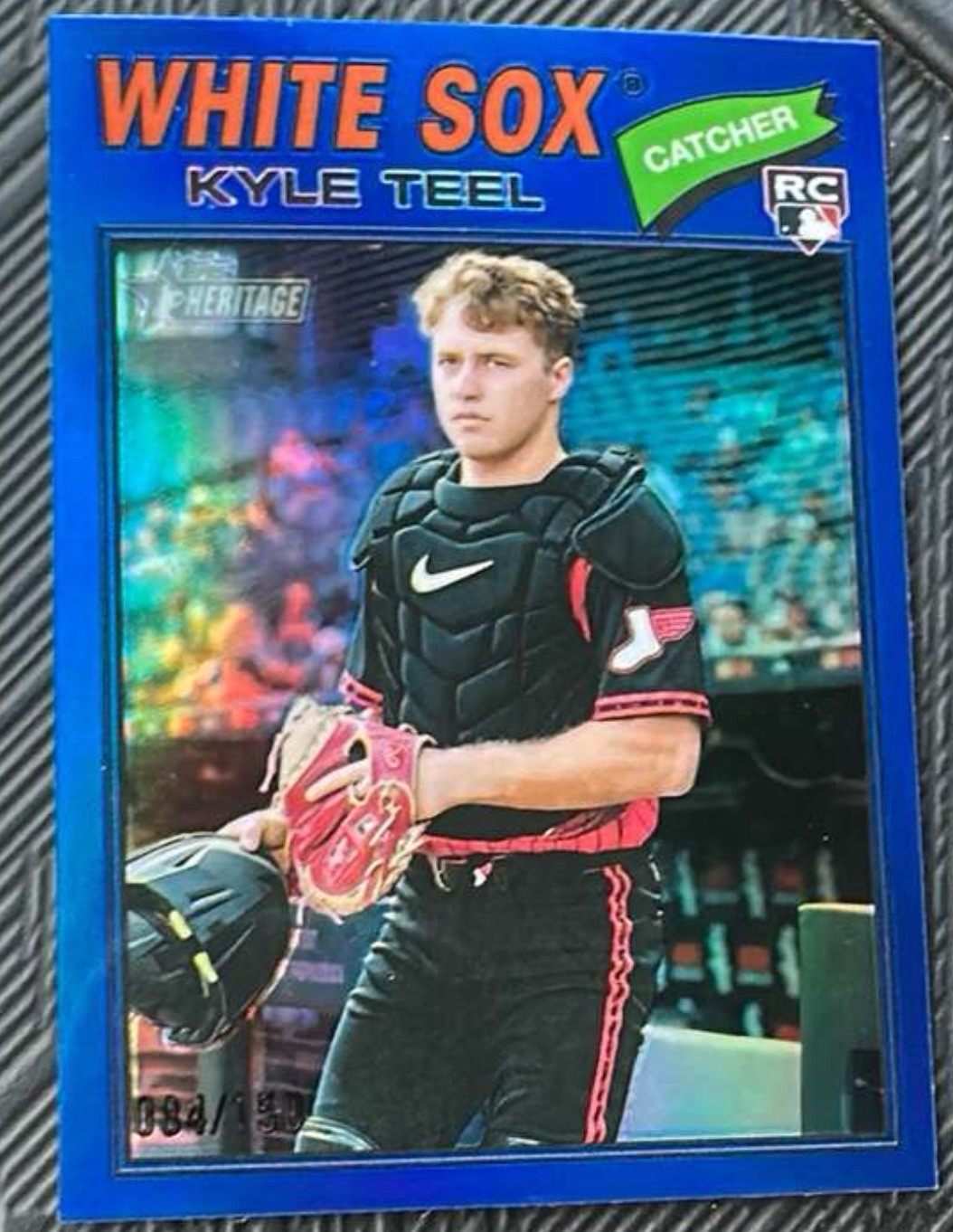 2026 Topps Heritage - Numbered Kyle Teel #182 Chrome Blue Refractor #/150 (RC)