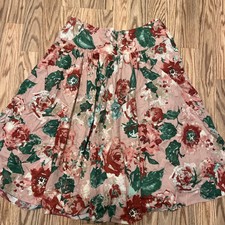 Talbots Pink Rose Floral A line Skirt Cottagecore size 6