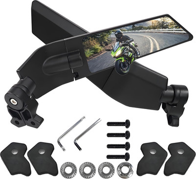 Motorcycle Mirrors Adjustable Aluminum Rotating Stealth Wind Wing Side Mirrors A