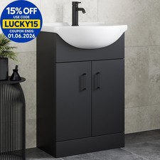 Freestanding Vanity Unit with Basin Bathroom Sink Furniture 560mm Alpine Black