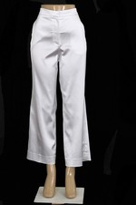 St John Knits High Shine Liquid Satin Stretch Pants Ivory White Size 12 NWOT