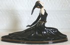 Art Deco Ballerina Figurine 9" Dancer Black Porcelain 24K Gold Accents Ballet — photo 4