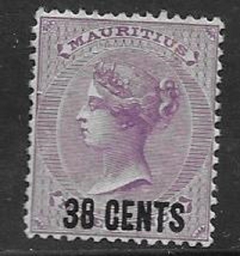 1878 MAURITIUS - SG: 89 - 38c ON 9d PALE VIOLET - MOUNTED MINT - Picture 1 of 1