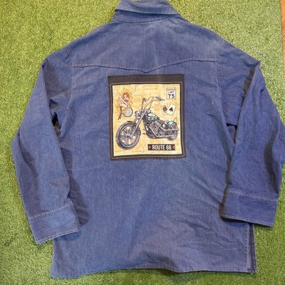 Big Yank Vintage Snap Up Denim Snap Pockets Yoke Men's XL Blue 70's Route 66