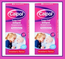 2x Calpol Infant Sugar Free Oral Suspension Strawberry Flavour 2m+ - 100ml