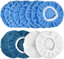 POLIWELL 12Pack Polishing Bonnet Pads 5-6 Inch Buffer Pad Cover- 8Pcs Microfiber