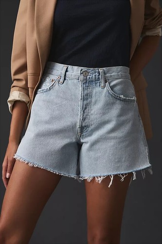 Anthropologie Agolde Parker Long Shorts Jinx Cut Off HiRise Denim Jean Sz 30 NEW