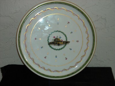 Haviland Limoges Vieux Paris Vert Green Serving Plate with Metal