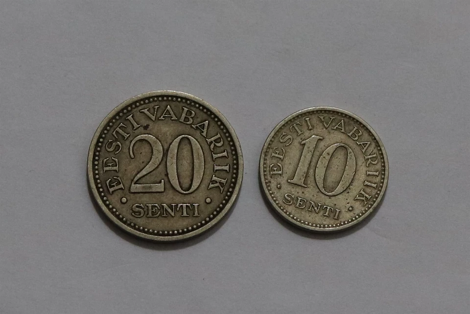 🧭 🇪🇪 ESTONIA 10 SENTI 1931 + 20 SENTI 1935 B34 #16N ZB35 - Image 2 of 2