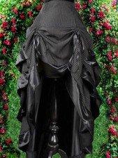 Gonna da donna rinascimentale maxi gonna steampunk vittoriana pirata elastica a vita alta medievale gonna da donna con coulisse increspature vintage lunghe gonne, A1 nero., S
