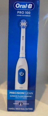 Oral-B Pro 100 Precision Clean, Battery Powered Electric Toothbrush, Blue & Whit