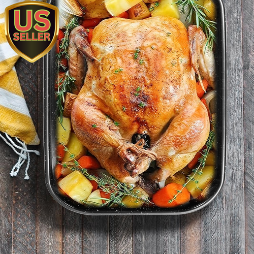 Roasting Pan with Rack, 16 X 11 Inch Rectangular Roasting Pan, 20Lb Turkey Roast - Picture 5 of 7