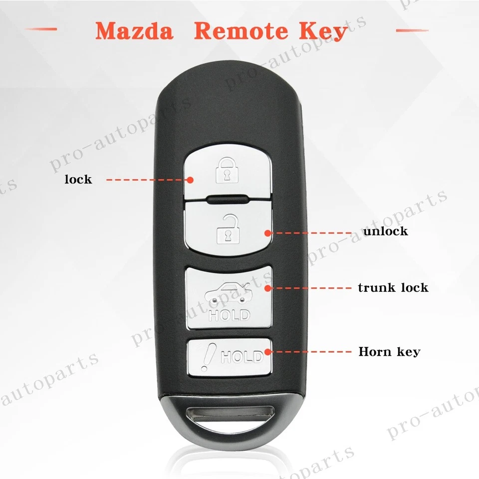 Para 2014 2015 2016 2017 2018 Mazda 3 6 Mando a distancia Smart Car Llavero WAZSKE13D01/02 Foto 2 de 4