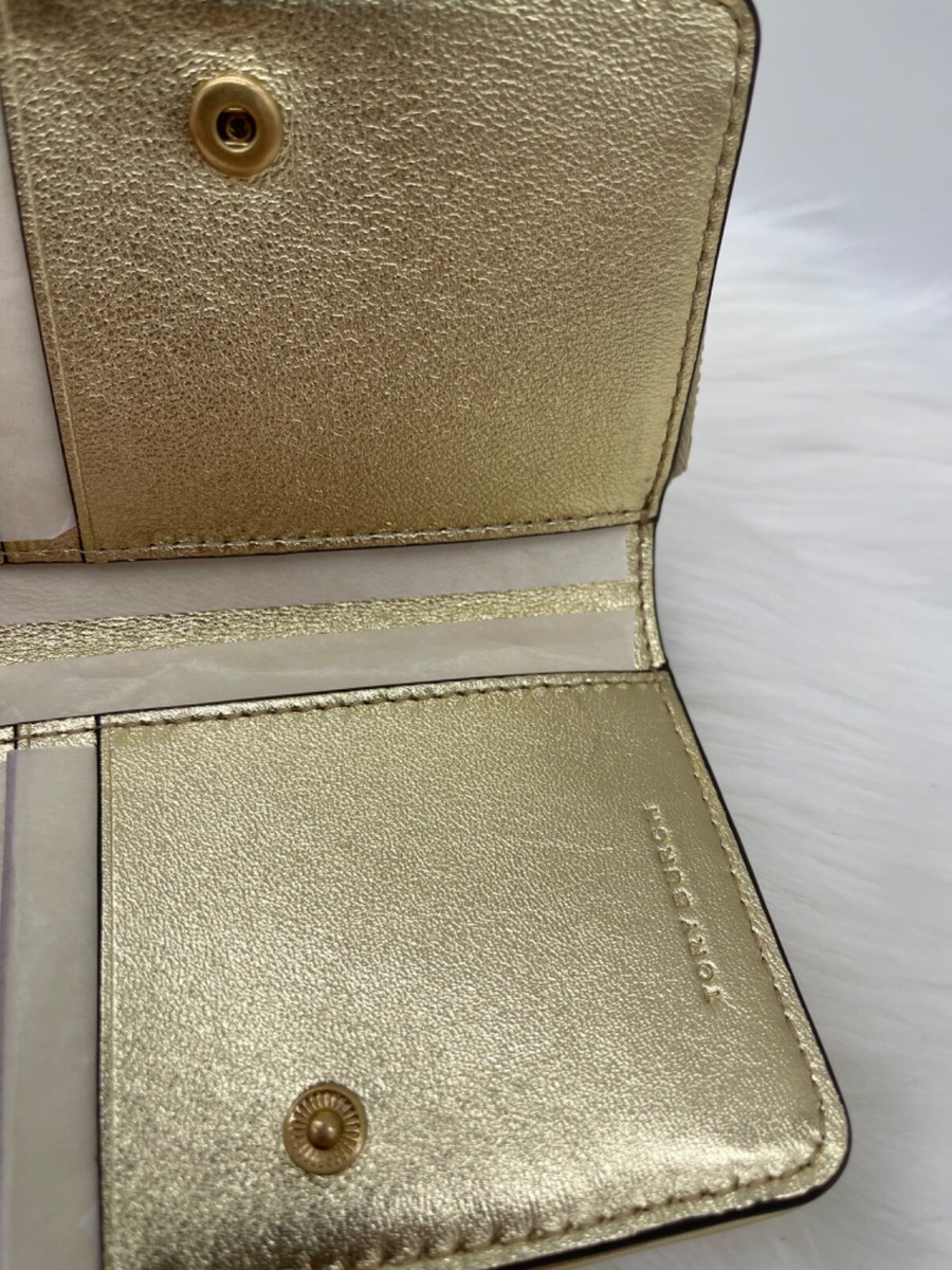 AUTH NWT Tory Burch Women's Kira Chevron Metallic Bi-Fold
