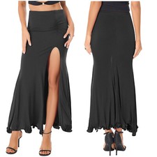Women Skirt Slit Thigh Dress Front Split Costume Jazz Modern Dancewear Maxi