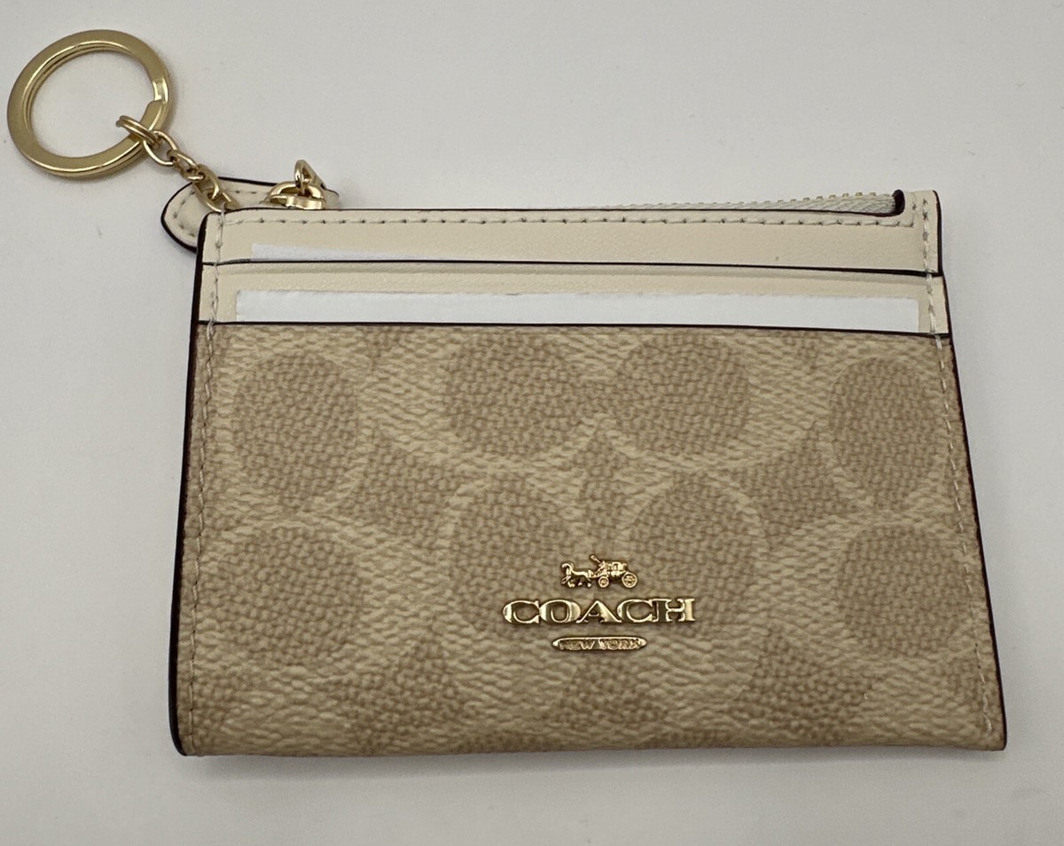 💙Coach Mini Skinny Id Case - CW870 Sand/Chalk Signature Canvas