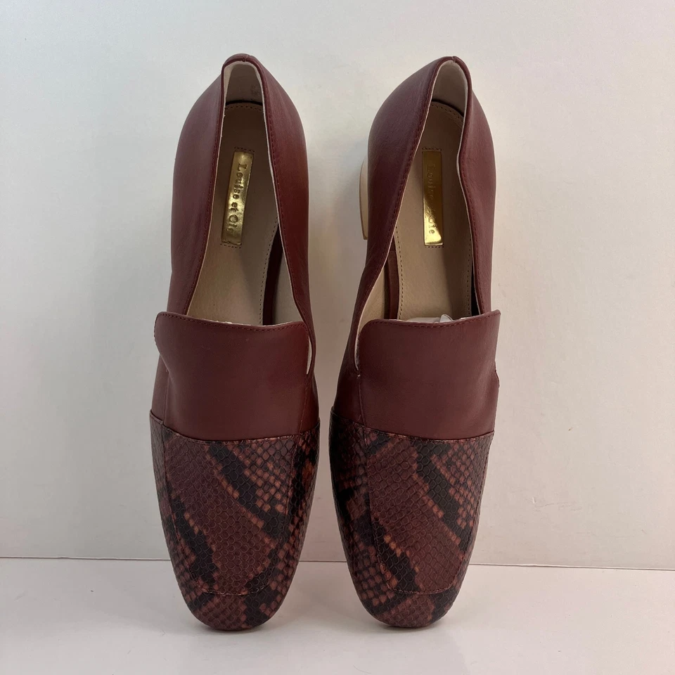 Zapatos sin cordones Louise Et Cie Borgoña para mujer Tacón bloque Borde dorado 10M Foto 2 de 4