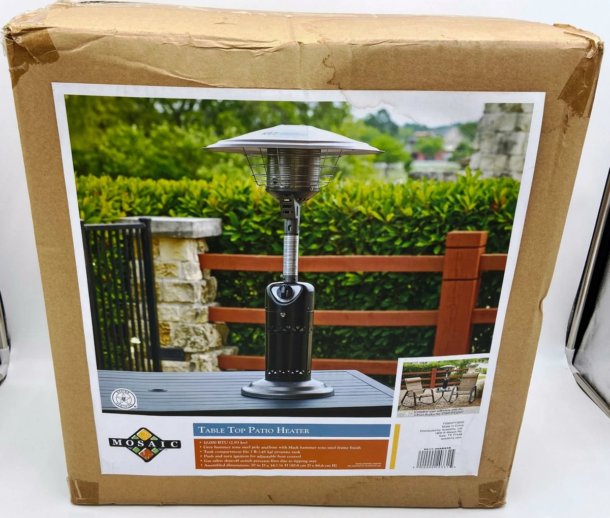 New Mosaic Outdoor Tabletop Propane Patio 10000 BTU Heater