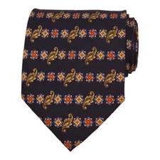 PETRONIO Mens Classic LONG Tie 3.75 Silk Navy Blue Floral Print Necktie ITALY