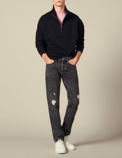 Sandro Men's BLACK H19 Slim-Fit Destroyed Jeans, US 29