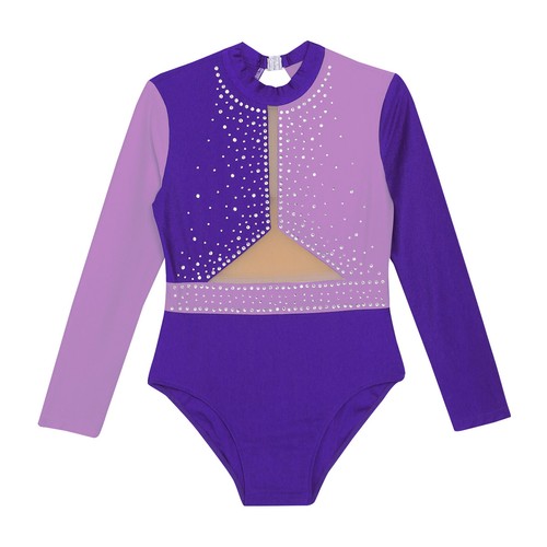 Kids Girls Jumpsuit Ballerina Bodysuit Color Block Dancewear Performance Teens - Picture 66 of 104