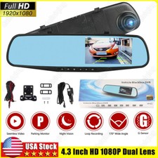 1080P HD Rearview Mirror Car DVR Dual Dash Cam Camera Front Rear Video Recorder