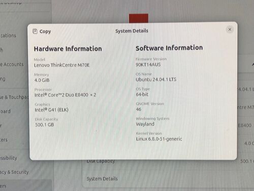 Lenovo ThinkCentre M70e Intel® Core™2 Duo E8400 4 GB DDR3-SDRAM 500GB Ubuntu 24 - Picture 2 of 10