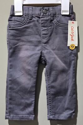 Cat & Jack Stretch Waist Soft & Comfy Gray Denim Jeans -- Size 0-3 Months