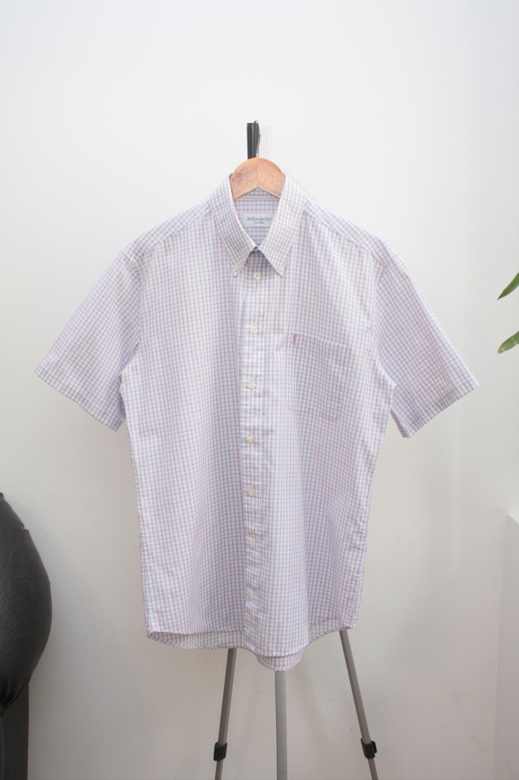 Yves Saint Laurent camicia vintage a quadri manica corta M