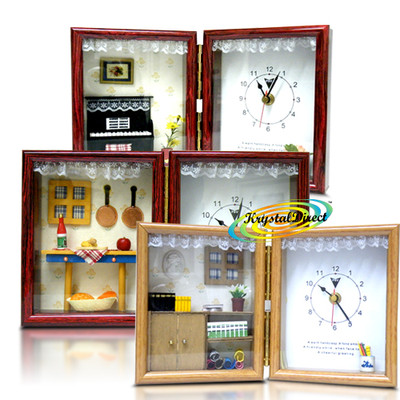 Klappbare Mini Motiv schöne Neuheit Geschenk Analog Uhr mit Holzoptik Rahmen