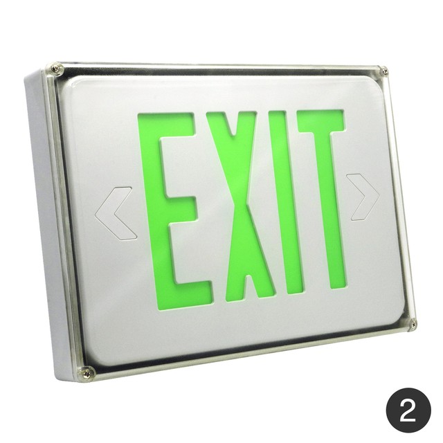 2pcs Etoplighting Led Green Exit Sign Emergency Light Ceiling